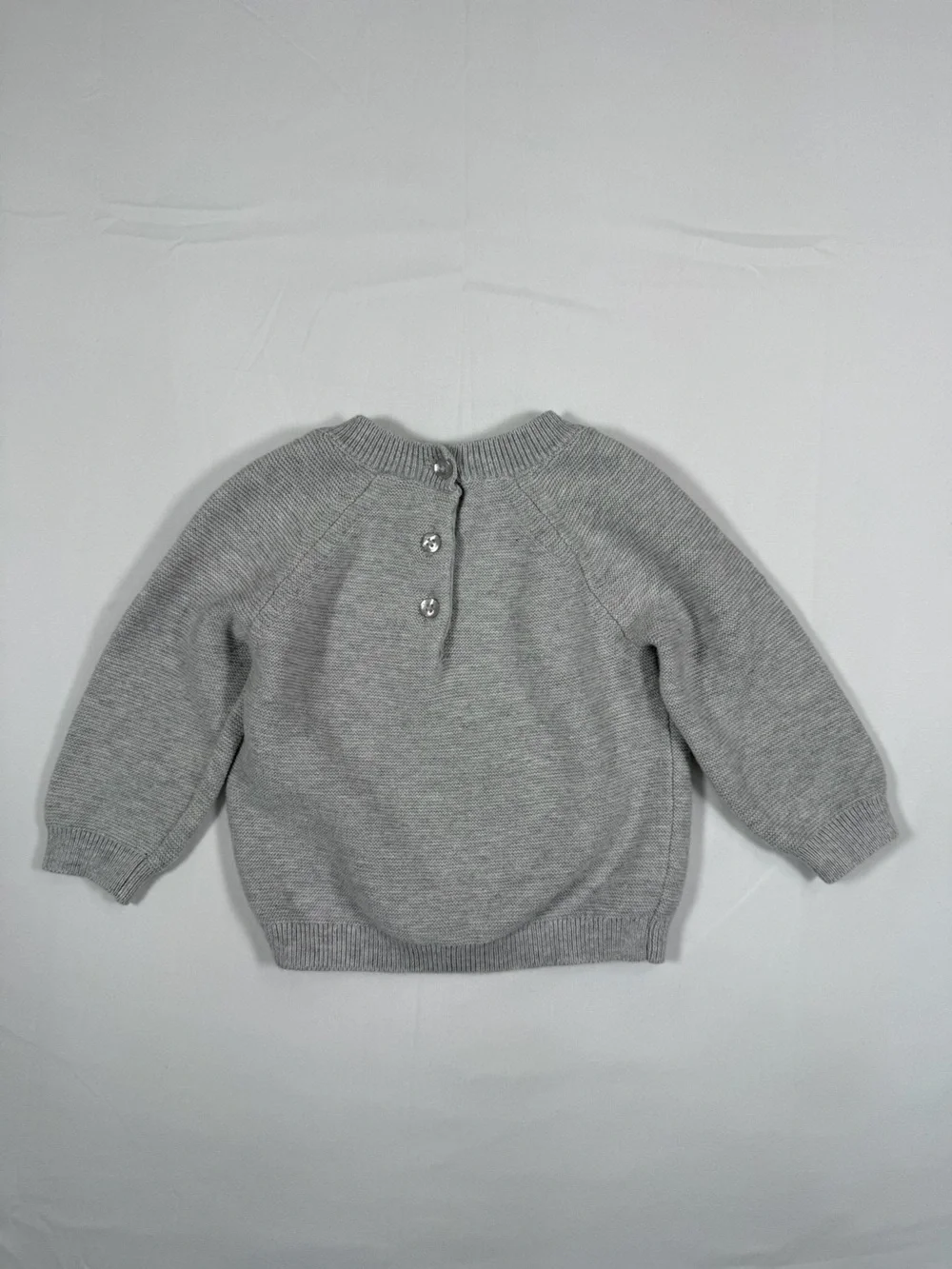 LITTLE ME Hockey Bear Knit Sweater 6M Gray Cotton Baby Pullover Winter Bear